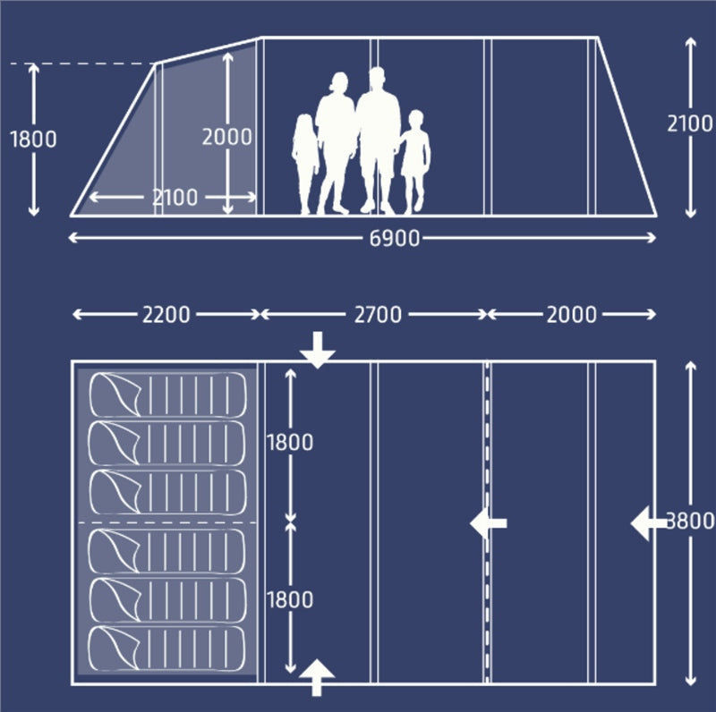  Kampa Hayling 6 Poled Tent Package