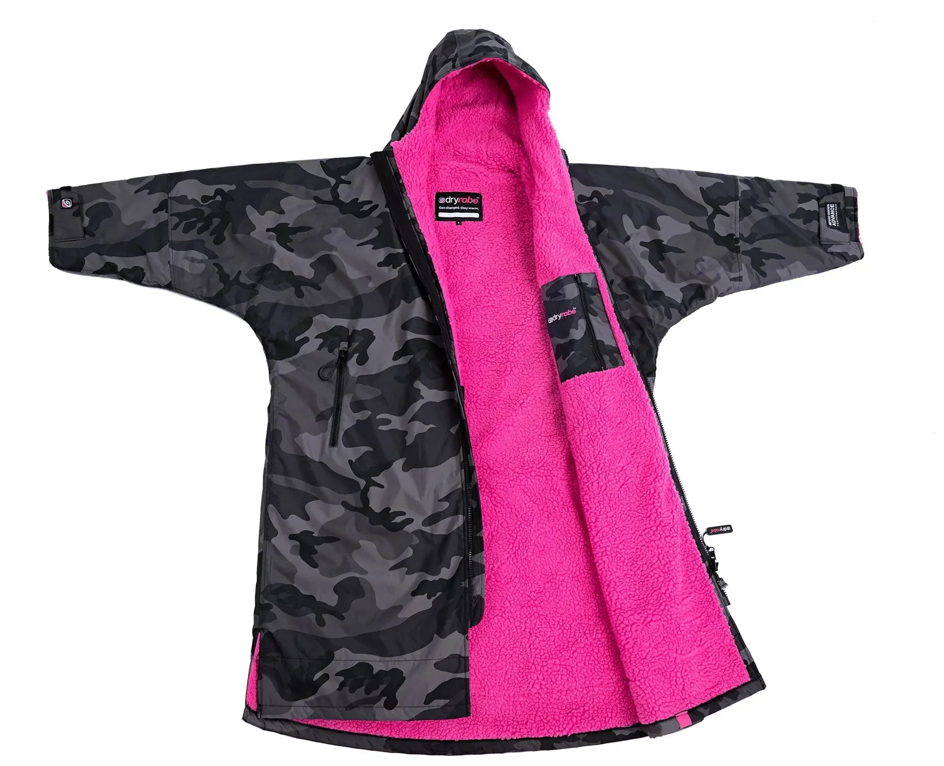 Dryrobe Advance Long Sleeve Black Camouflage Pink - RECYCLED