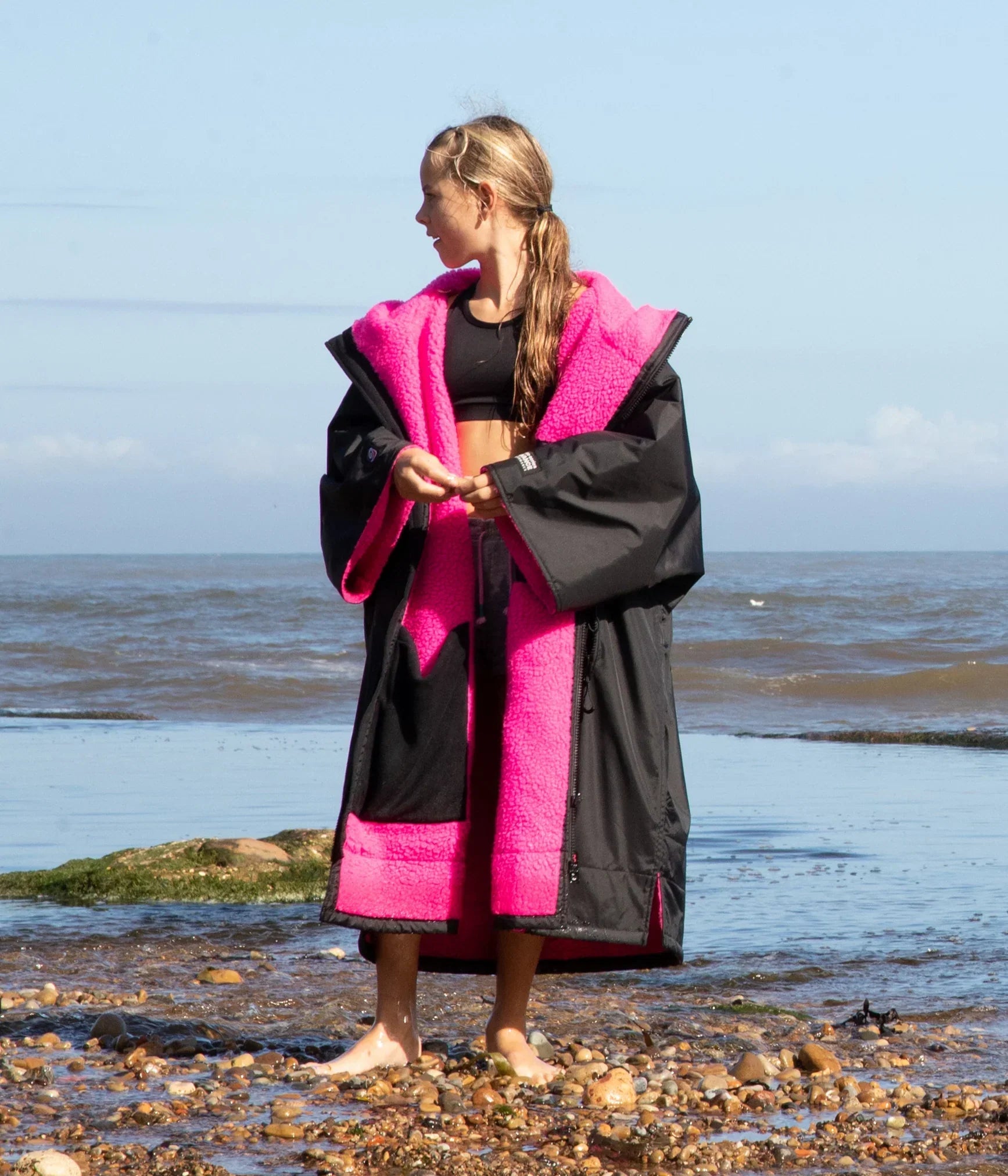  Dryrobe Advance Kids Short Sleeve BLACK PINK