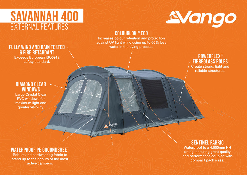  Vango Savannah 400 Tent Package With Footprint 2025