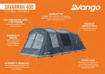  Vango Savannah 400 Tent Package With Footprint 2025
