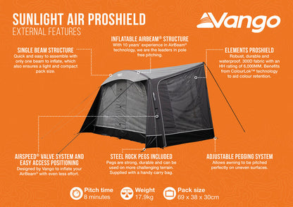  Vango Sunlight Air ProShield - Awning / Canopy For Caravans & Motorhomes