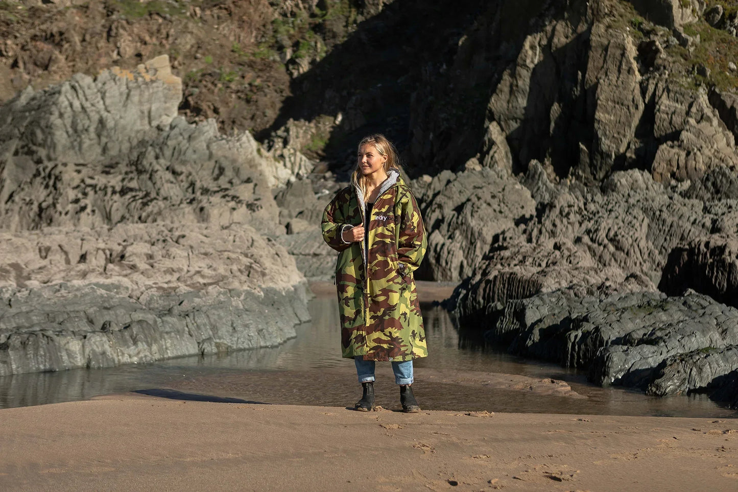  Dryrobe Advance Long Sleeve Camouflage Grey - RECYCLED