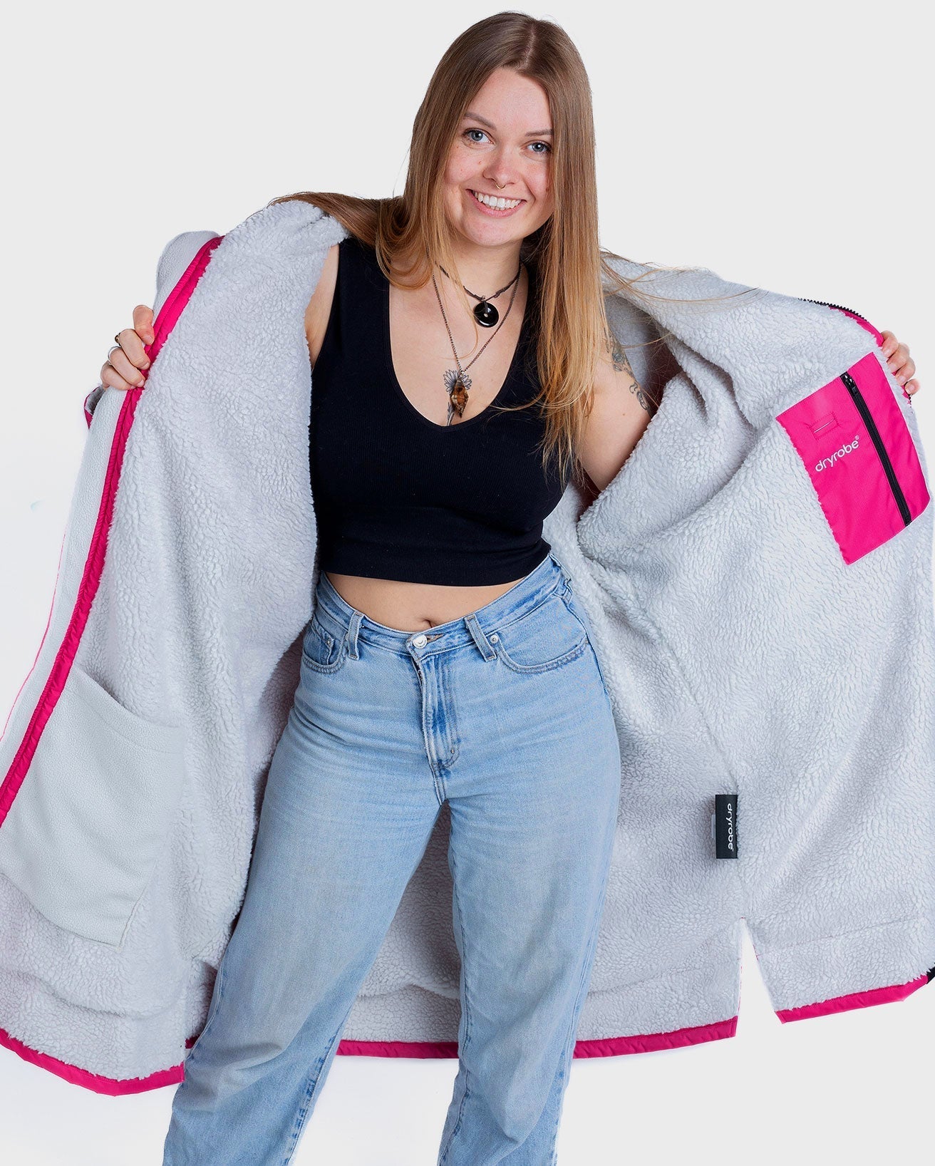  Dryrobe Advance Long Sleeve Hot Pink / Grey