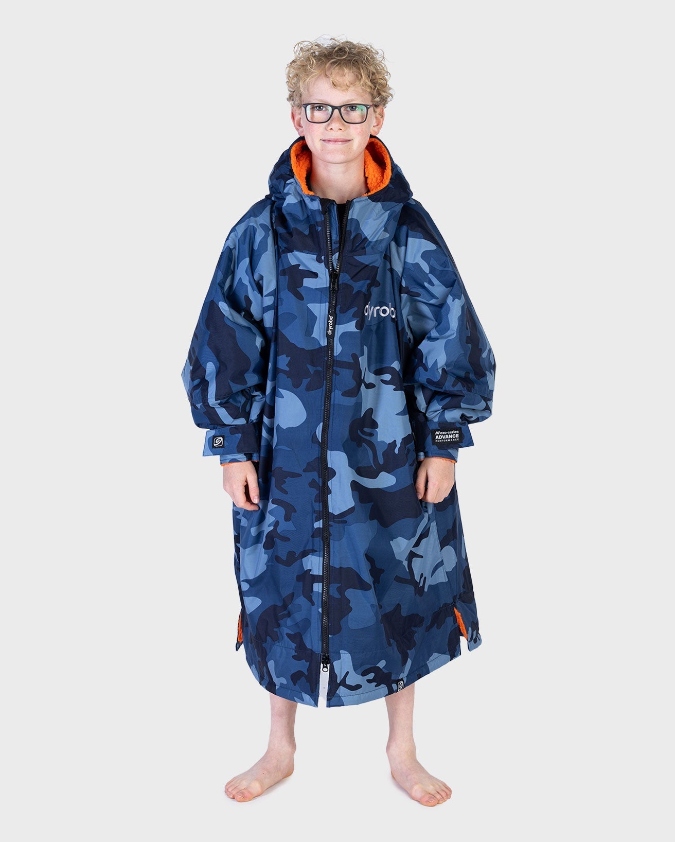  Dryrobe Advance Kids Long Sleeve Blue Camo / Orange