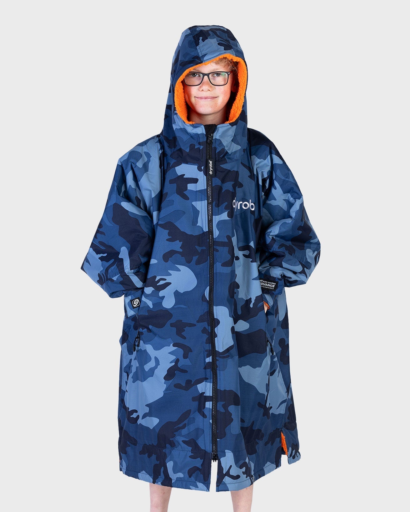  Dryrobe Advance Kids Long Sleeve Blue Camo / Orange