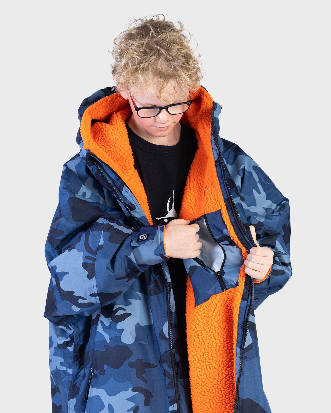  Dryrobe Advance Kids Long Sleeve Blue Camo / Orange