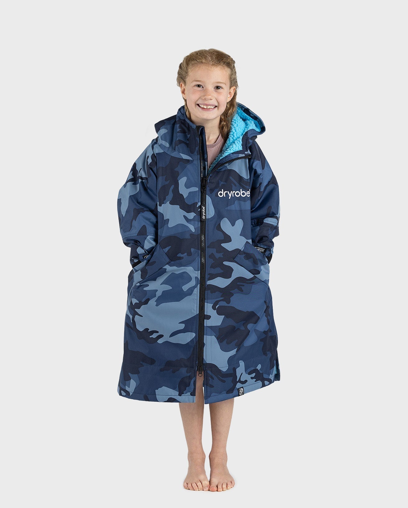  Dryrobe Advance Kids Long Sleeve Blue Camo / Blue
