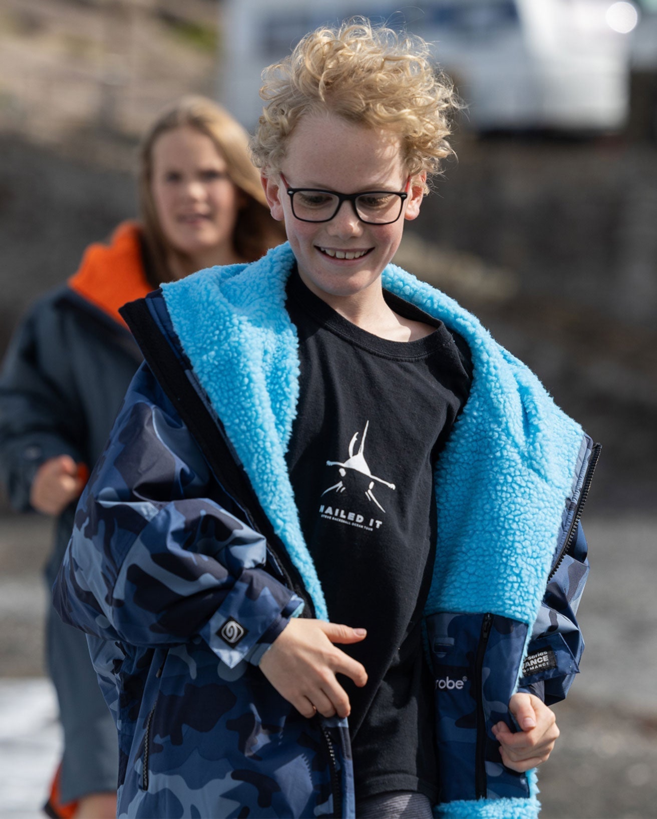  Dryrobe Advance Kids Long Sleeve Blue Camo / Blue