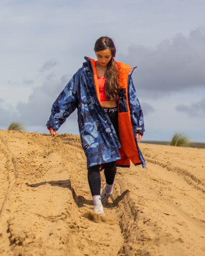  Dryrobe Advance Kids Long Sleeve Blue Camo / Orange