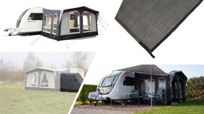  Vango Riviera Air Awning 390 Elements TC Package With Free Tall Annex Elements TC - Riviera, Caravan Awning Side Canopy And CP225 - Breathable Fitted Carpet - Riviera 390