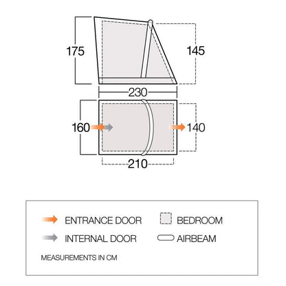  Vango Riviera Air Awning 390 Elements TC Package With Free Tall Annex Elements TC - Riviera, Caravan Awning Side Canopy And CP225 - Breathable Fitted Carpet - Riviera 390